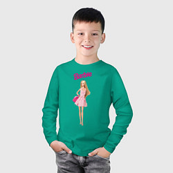 Лонгслив хлопковый детский Барби на прогулке, цвет: зеленый — фото 2