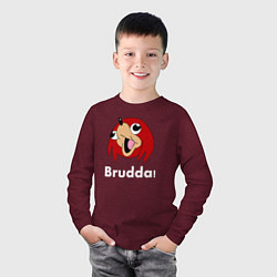 Лонгслив хлопковый детский Brudda, цвет: меланж-бордовый — фото 2