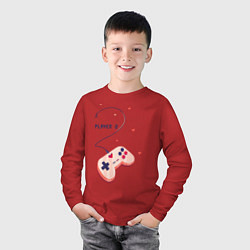 Лонгслив хлопковый детский Perfect Team: Player 1, цвет: красный — фото 2