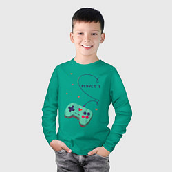 Лонгслив хлопковый детский Perfect Team: Player 2, цвет: зеленый — фото 2