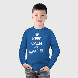 Лонгслив хлопковый детский Keep Calm & WAAAGH, цвет: синий — фото 2