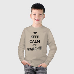 Лонгслив хлопковый детский Keep Calm & WAAAGH, цвет: миндальный — фото 2