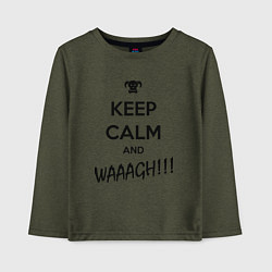 Лонгслив хлопковый детский Keep Calm & WAAAGH, цвет: меланж-хаки