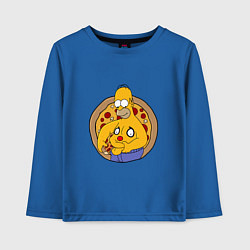 Лонгслив хлопковый детский Гомер и пицца, цвет: синий