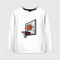 Лонгслив хлопковый детский Уличный баскетбол, цвет: белый