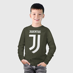 Лонгслив хлопковый детский FC Juventus, цвет: меланж-хаки — фото 2
