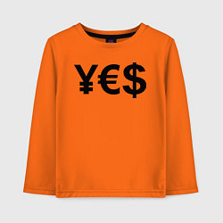Лонгслив хлопковый детский YE$, цвет: оранжевый