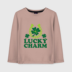 Лонгслив хлопковый детский Lucky charm - подкова, цвет: пыльно-розовый