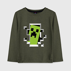 Лонгслив хлопковый детский Crash Minecraft, цвет: меланж-хаки