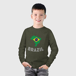 Лонгслив хлопковый детский Brazil Country, цвет: меланж-хаки — фото 2