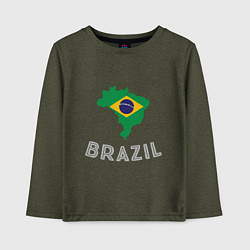 Лонгслив хлопковый детский Brazil Country, цвет: меланж-хаки