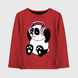 Лонгслив хлопковый детский Panda in headphones панда в наушниках, цвет: красный