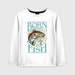 Лонгслив хлопковый детский Born to Fish, цвет: белый