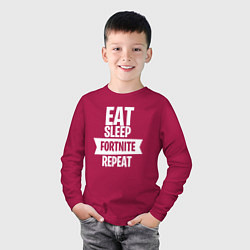 Лонгслив хлопковый детский Eat Sleep Fortnite Repeat, цвет: маджента — фото 2