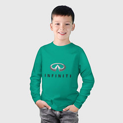 Лонгслив хлопковый детский Logo Infiniti, цвет: зеленый — фото 2