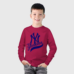 Лонгслив хлопковый детский NY - Yankees, цвет: маджента — фото 2
