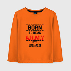 Лонгслив хлопковый детский Born to be an ARMY BTS, цвет: оранжевый