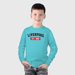 Лонгслив хлопковый детский FC Liverpool Est. 1892, цвет: бирюзовый — фото 2