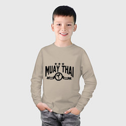 Лонгслив хлопковый детский Muay thai boxing, цвет: миндальный — фото 2