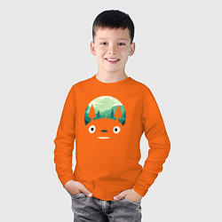 Лонгслив хлопковый детский Тоторо как лес, цвет: оранжевый — фото 2