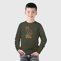 Лонгслив хлопковый детский OVO Owl, цвет: меланж-хаки — фото 2