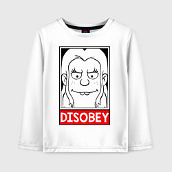 Лонгслив хлопковый детский Disenchantment Disobey, цвет: белый