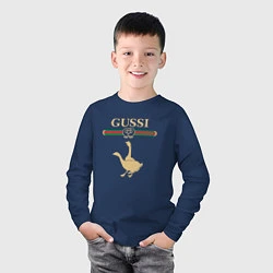 Лонгслив хлопковый детский GUSSI Fashion, цвет: тёмно-синий — фото 2