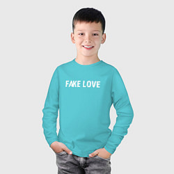 Лонгслив хлопковый детский FAKE LOVE, цвет: бирюзовый — фото 2