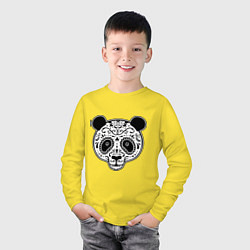 Лонгслив хлопковый детский Панда c узорами, цвет: желтый — фото 2