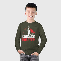 Лонгслив хлопковый детский Chicago Mobster, цвет: меланж-хаки — фото 2