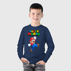 Лонгслив хлопковый детский Super Mario, цвет: тёмно-синий — фото 2