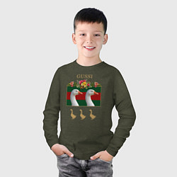 Лонгслив хлопковый детский GUSSI: Flowers Style, цвет: меланж-хаки — фото 2