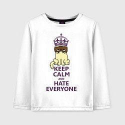 Лонгслив хлопковый детский Keep Calm & Hate Everyone, цвет: белый