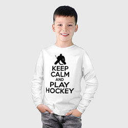Лонгслив хлопковый детский Keep Calm & Play Hockey, цвет: белый — фото 2
