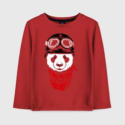 Лонгслив хлопковый детский Панда байкер, цвет: красный
