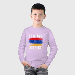 Лонгслив хлопковый детский Армения - любовь и уважение, цвет: лаванда — фото 2