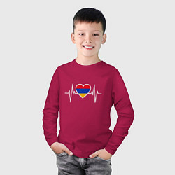 Лонгслив хлопковый детский Пульс Армении, цвет: маджента — фото 2