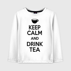 Лонгслив хлопковый детский Keep Calm & Drink Tea, цвет: белый