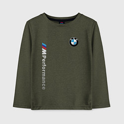 Лонгслив хлопковый детский BMW M PERFORMANCE БМВ, цвет: меланж-хаки