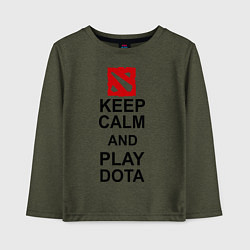 Лонгслив хлопковый детский Keep Calm & Play Dota, цвет: меланж-хаки