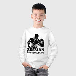 Лонгслив хлопковый детский Russian bodybuilding, цвет: белый — фото 2