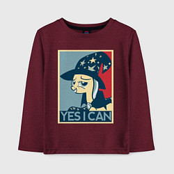 Лонгслив хлопковый детский MLP: Yes I Can, цвет: меланж-бордовый