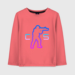Лонгслив хлопковый детский CS - логотип с бойцом, цвет: коралловый