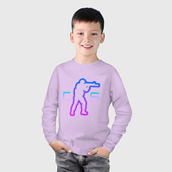 Лонгслив хлопковый детский CS - логотип с бойцом, цвет: лаванда — фото 2
