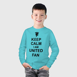 Лонгслив хлопковый детский Keep Calm & United fan, цвет: бирюзовый — фото 2