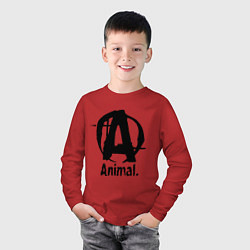 Лонгслив хлопковый детский Animal Logo, цвет: красный — фото 2