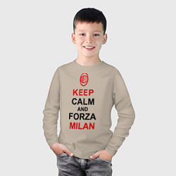 Лонгслив хлопковый детский Keep Calm & Forza Milan, цвет: миндальный — фото 2