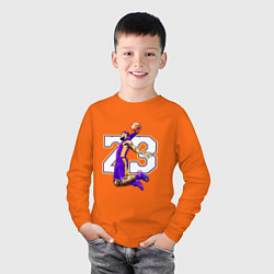 Лонгслив хлопковый детский Леброн Джеймс, цвет: оранжевый — фото 2