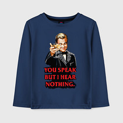 Лонгслив хлопковый детский Gatsby: You Speak, цвет: тёмно-синий