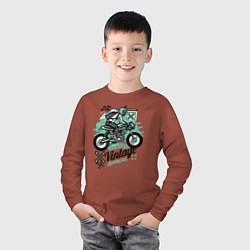 Лонгслив хлопковый детский Vintage Moto, цвет: кирпичный — фото 2